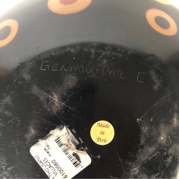 Pottery Bowl Folk Art Signed Genaro Paz Chulucanas Peruvian Made in Peru - Picture 6 of 7